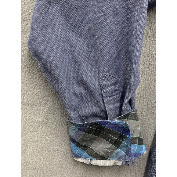 Enyce Button Down Casual Shirt Men XL Blue Plaid Accent Flap Pockets 100% Cotton - Picture 10 of 16